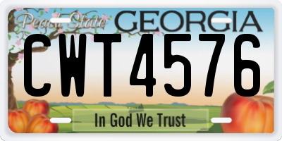 GA license plate CWT4576