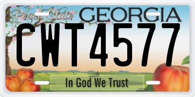 GA license plate CWT4577