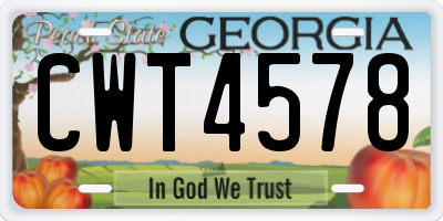 GA license plate CWT4578