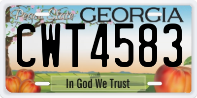 GA license plate CWT4583
