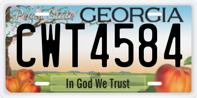 GA license plate CWT4584