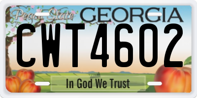 GA license plate CWT4602