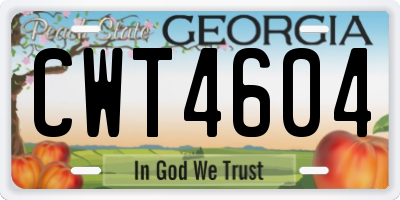 GA license plate CWT4604