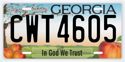 GA license plate CWT4605