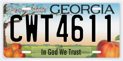 GA license plate CWT4611