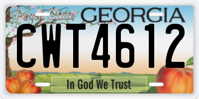 GA license plate CWT4612