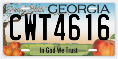 GA license plate CWT4616