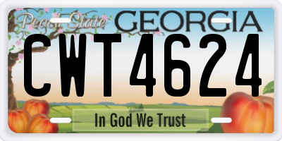 GA license plate CWT4624
