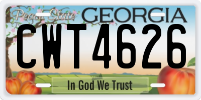 GA license plate CWT4626