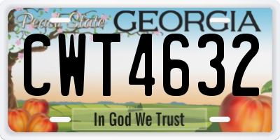 GA license plate CWT4632