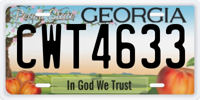 GA license plate CWT4633