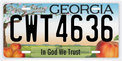 GA license plate CWT4636