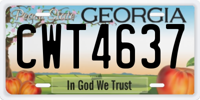 GA license plate CWT4637