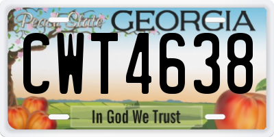 GA license plate CWT4638