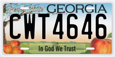 GA license plate CWT4646