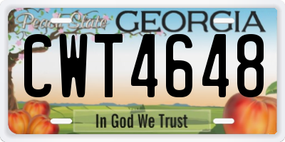 GA license plate CWT4648