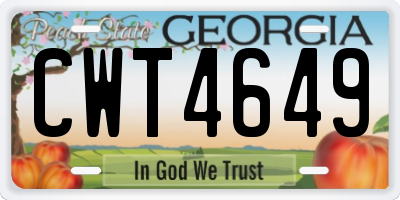 GA license plate CWT4649