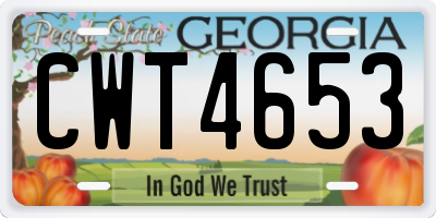 GA license plate CWT4653