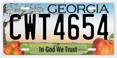 GA license plate CWT4654