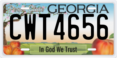 GA license plate CWT4656