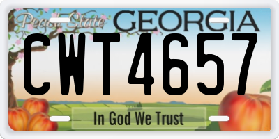 GA license plate CWT4657