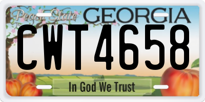 GA license plate CWT4658