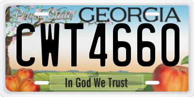 GA license plate CWT4660