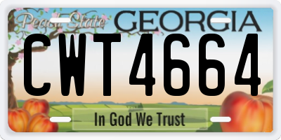 GA license plate CWT4664