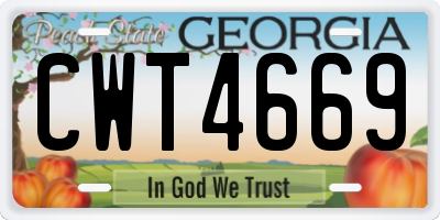GA license plate CWT4669