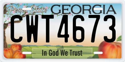 GA license plate CWT4673
