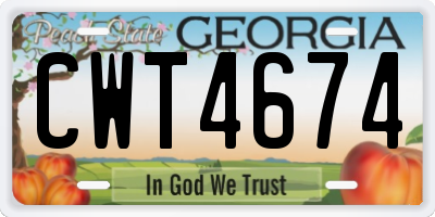 GA license plate CWT4674