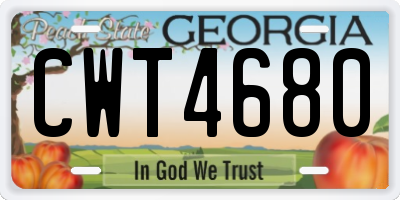 GA license plate CWT4680