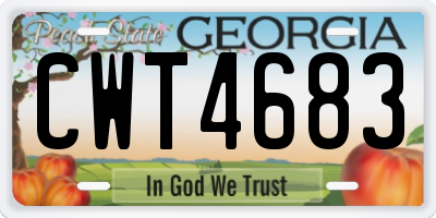 GA license plate CWT4683