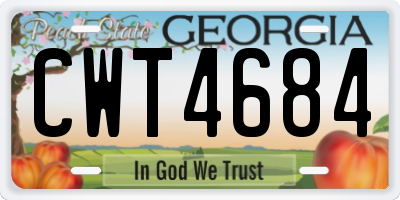 GA license plate CWT4684