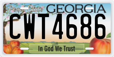 GA license plate CWT4686