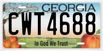 GA license plate CWT4688