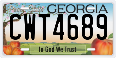 GA license plate CWT4689