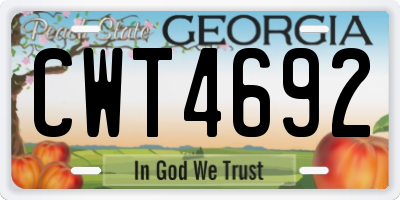 GA license plate CWT4692