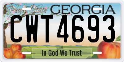 GA license plate CWT4693