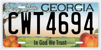 GA license plate CWT4694