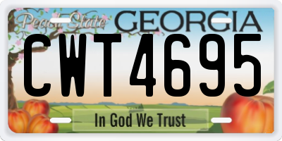 GA license plate CWT4695