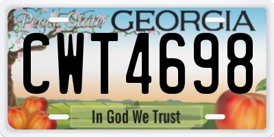 GA license plate CWT4698