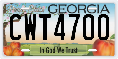 GA license plate CWT4700