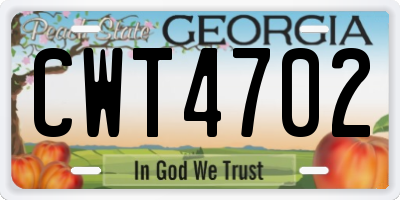 GA license plate CWT4702