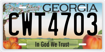 GA license plate CWT4703
