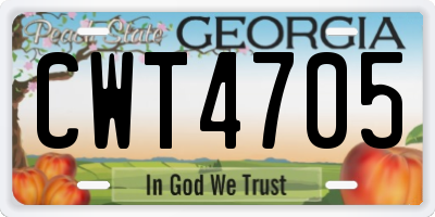 GA license plate CWT4705