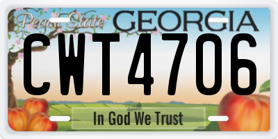 GA license plate CWT4706