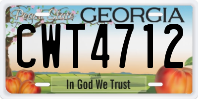 GA license plate CWT4712