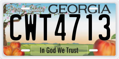 GA license plate CWT4713