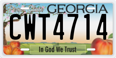 GA license plate CWT4714